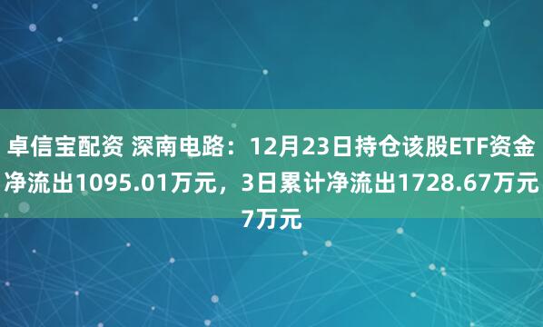 卓信宝配资 深南电路：12月23日持仓该股ETF资金净流出1095.01万元，3日累计净流出1728.67万元